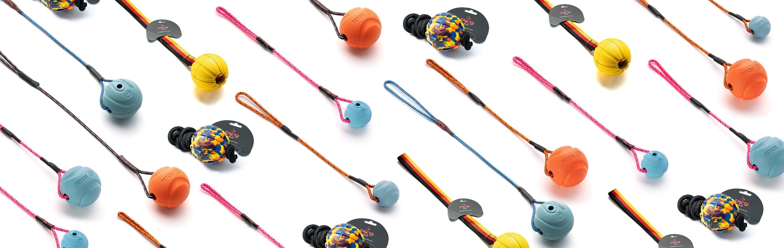 collection of all the dog balls PK9 Gear offers