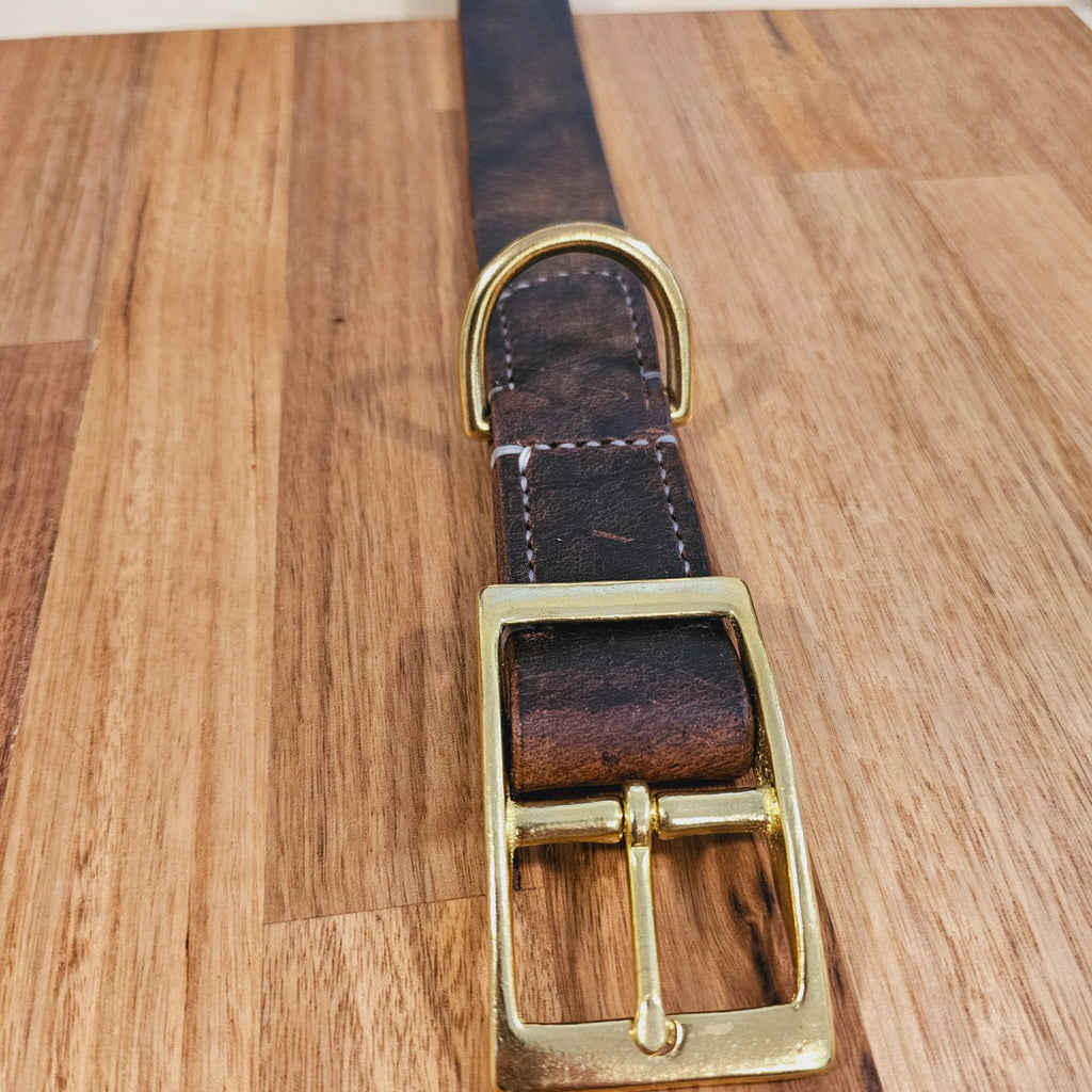 1.5 Inch Horween Pull Up Leather Dog Collar (50 - 60cm Neck) - PK9 Gear