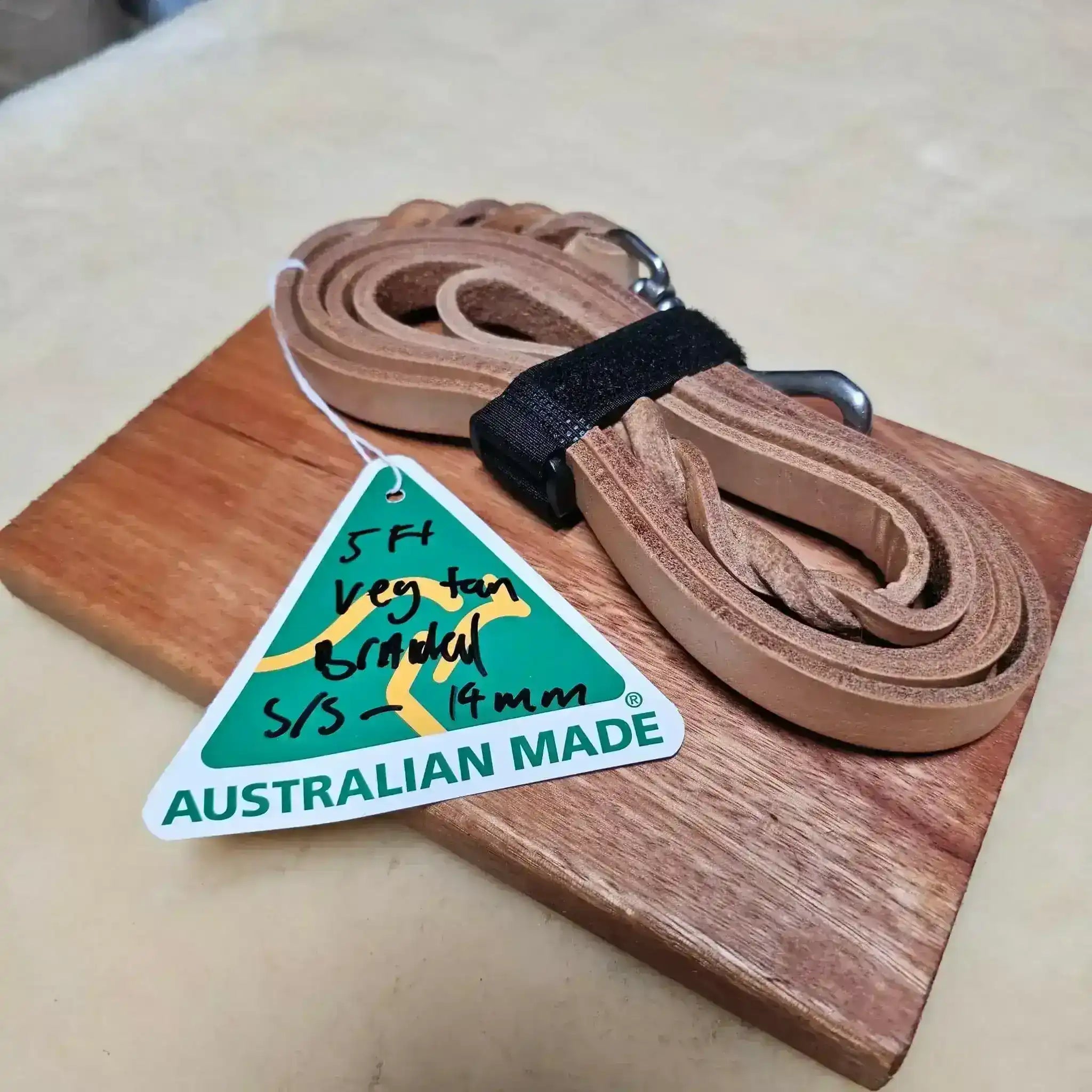 5ft Hand Braided Natural Veg Tan Leather Lead - PK9 Gear