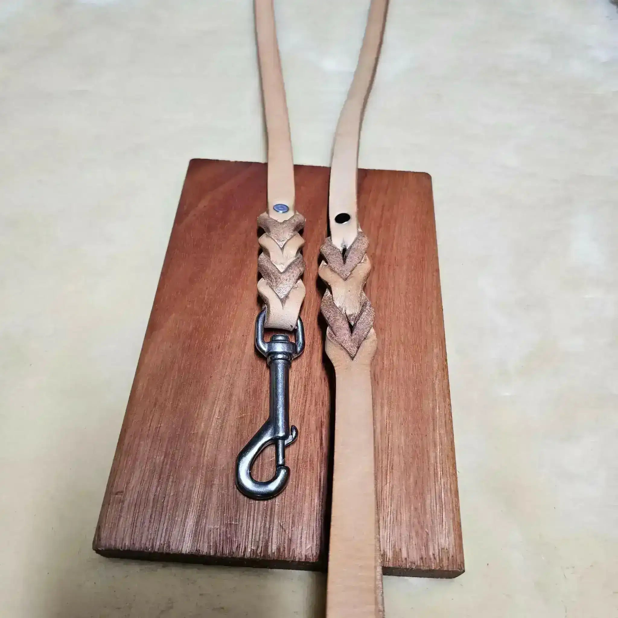5ft Hand Braided Natural Veg Tan Leather Lead - PK9 Gear