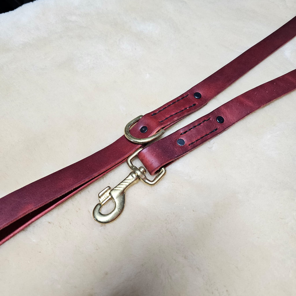 6ft Australian Red Hide Leather Lead 1 inch wide - PK9 Gear