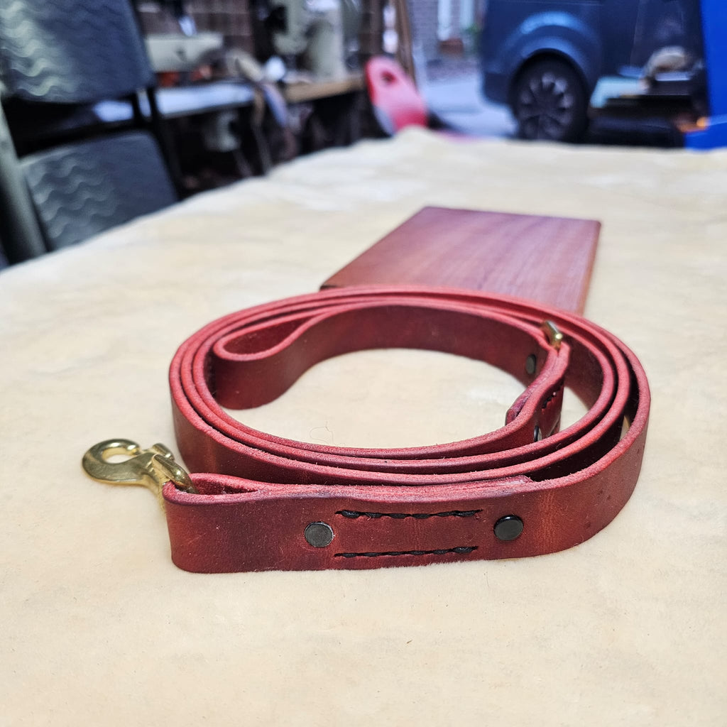 6ft Australian Red Hide Leather Lead 1 inch wide - PK9 Gear