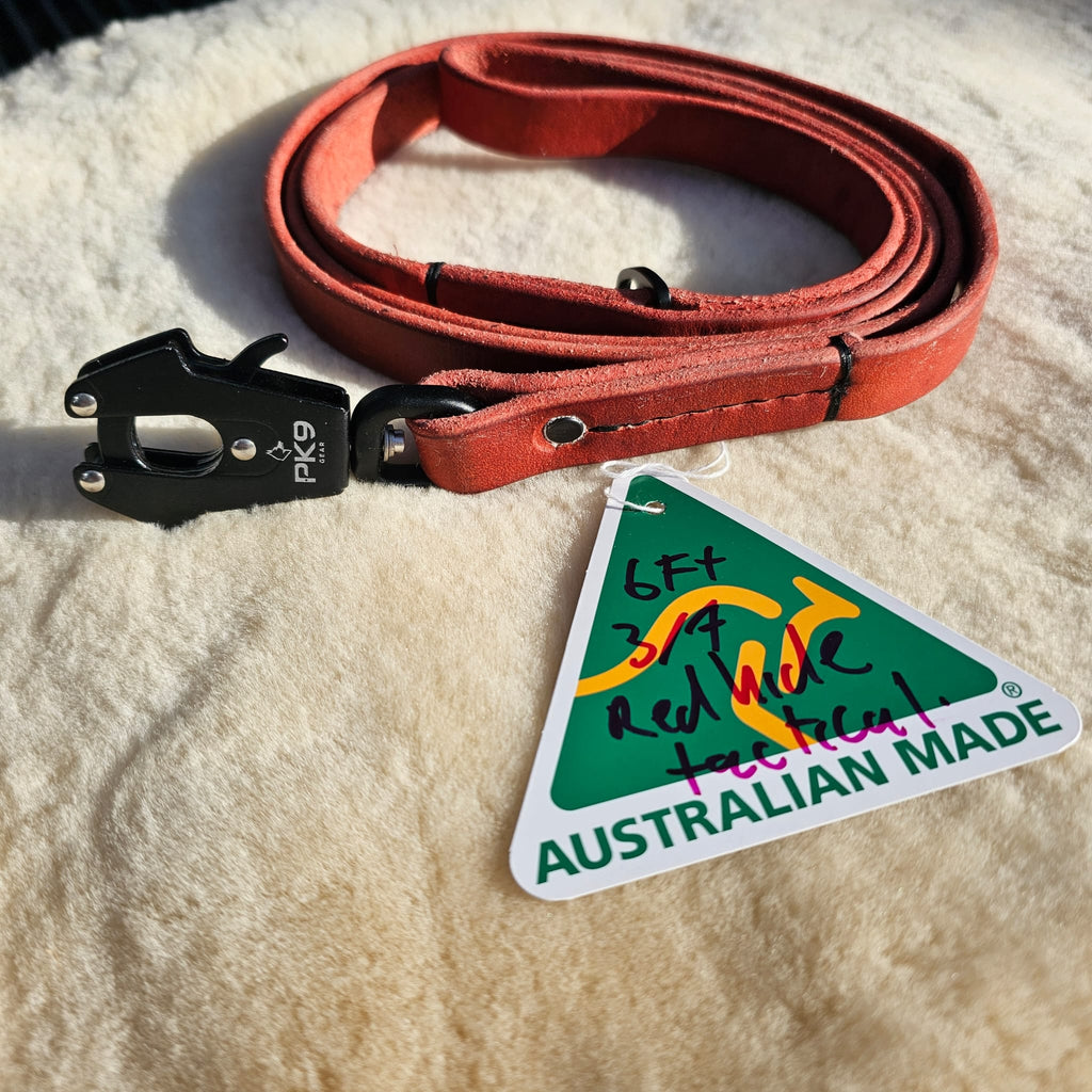 6ft Australian Redhide Leather Dog Leash - PK9 Gear