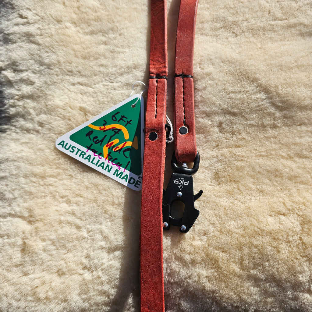 6ft Australian Redhide Leather Dog Leash - PK9 Gear