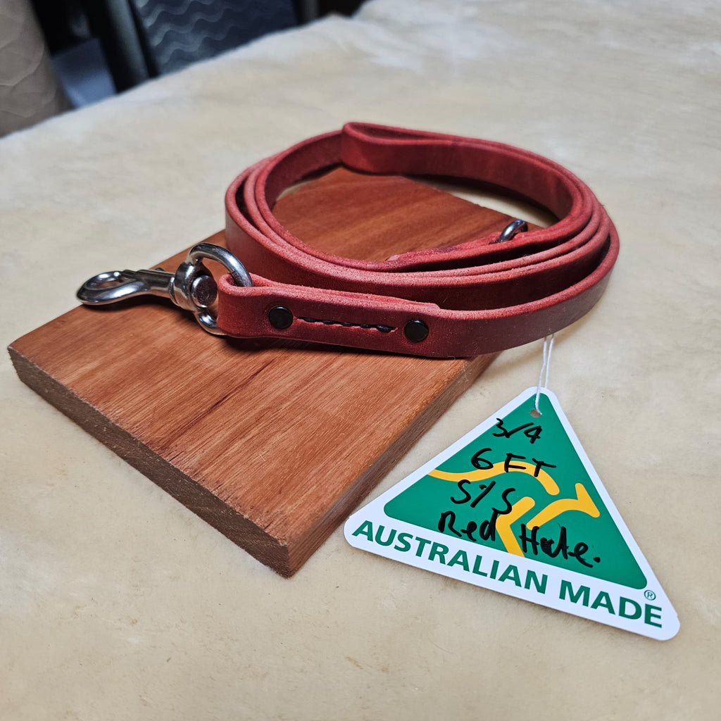 6ft Beautiful Australian Red Hide Leather Leash - PK9 Gear