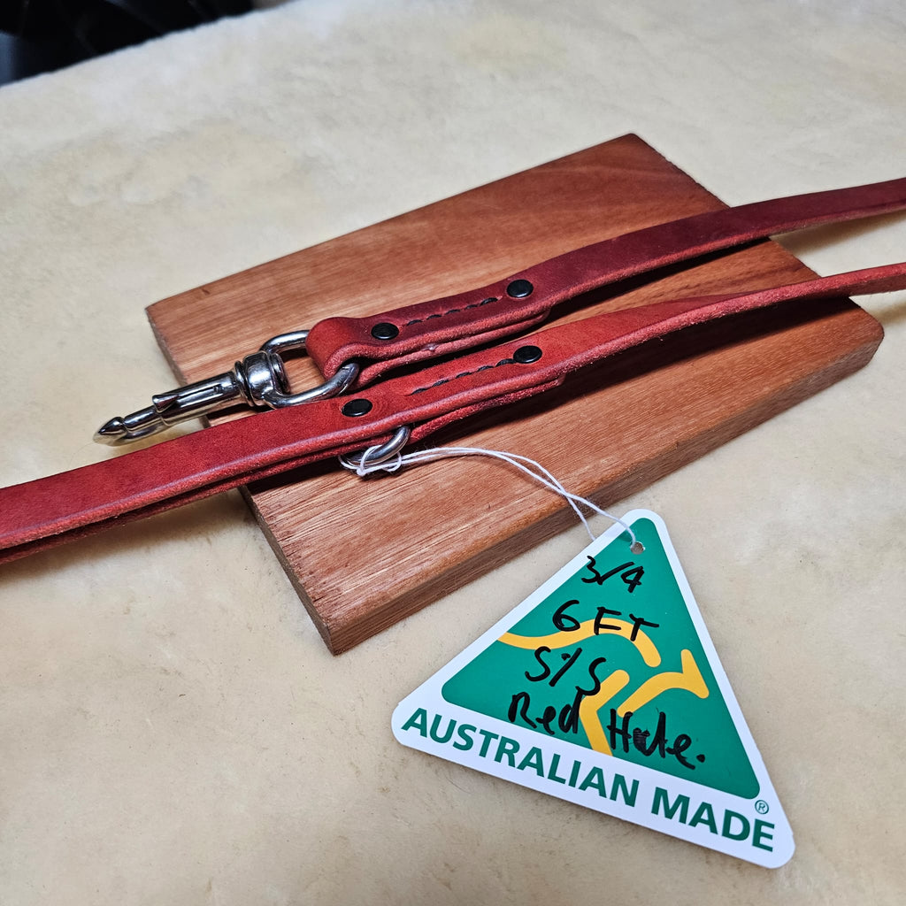 6ft Beautiful Australian Red Hide Leather Leash - PK9 Gear