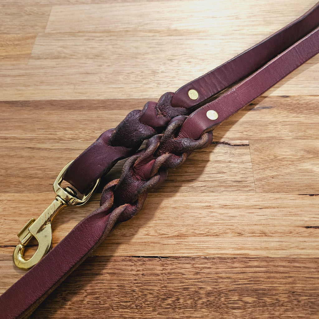 6ft Braided Latigo Leather Dog Leash - 3/4inch - PK9 Gear