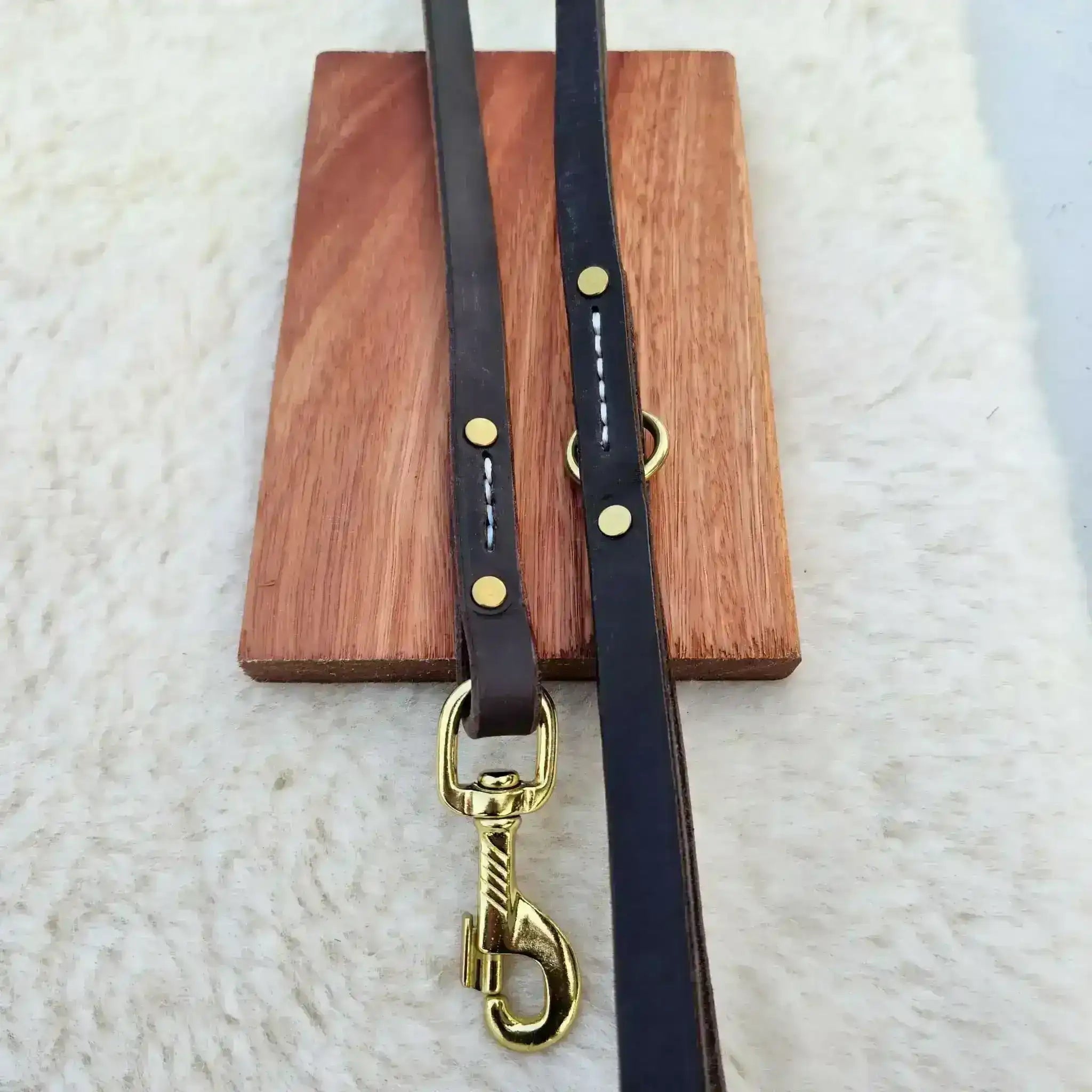 6ft Bridle Leather Leash with White Saddle Stitching - PK9 Gear