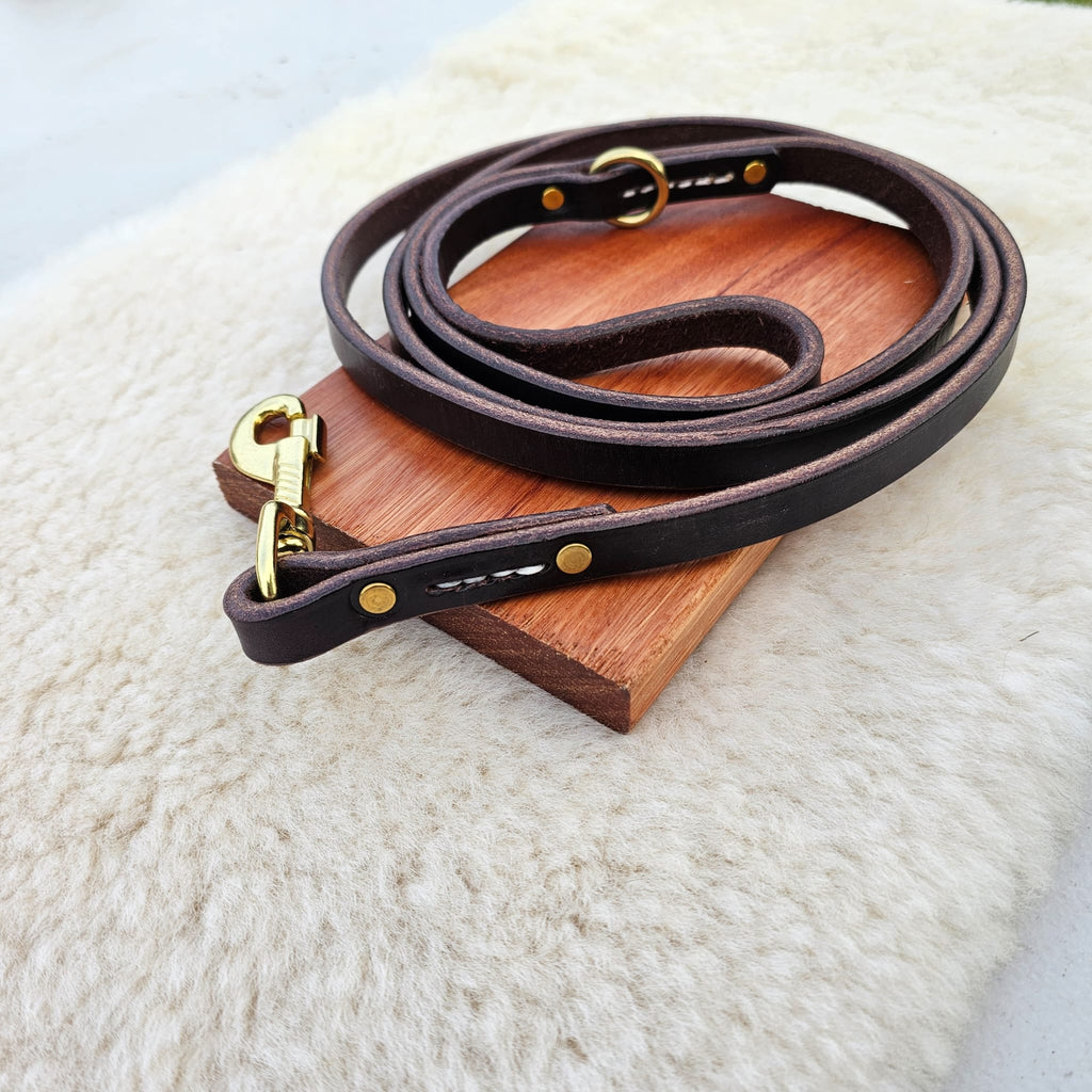 6ft Bridle Leather Leash with White Saddle Stitching - PK9 Gear