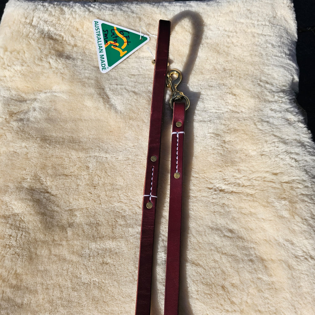 6ft Burgundy Latigo Leather Dog Leash - PK9 Gear