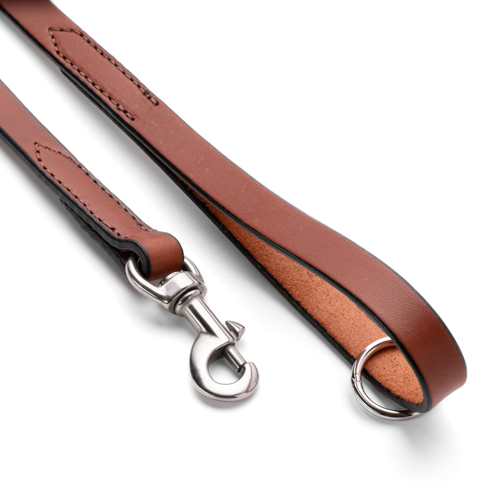 6ft Chestnut Brown Leather Lead with Black edges - PK9 Gear