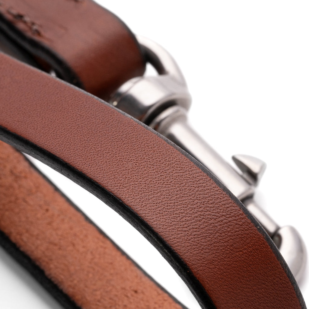 6ft Chestnut Brown Leather Lead with Black edges - PK9 Gear