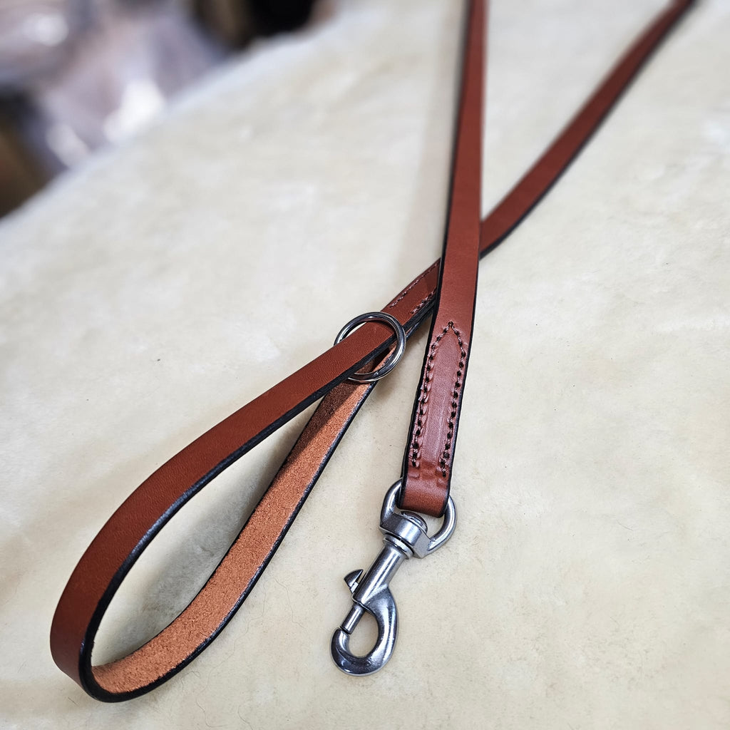 6ft Chestnut Brown Leather Lead with Black edges - PK9 Gear