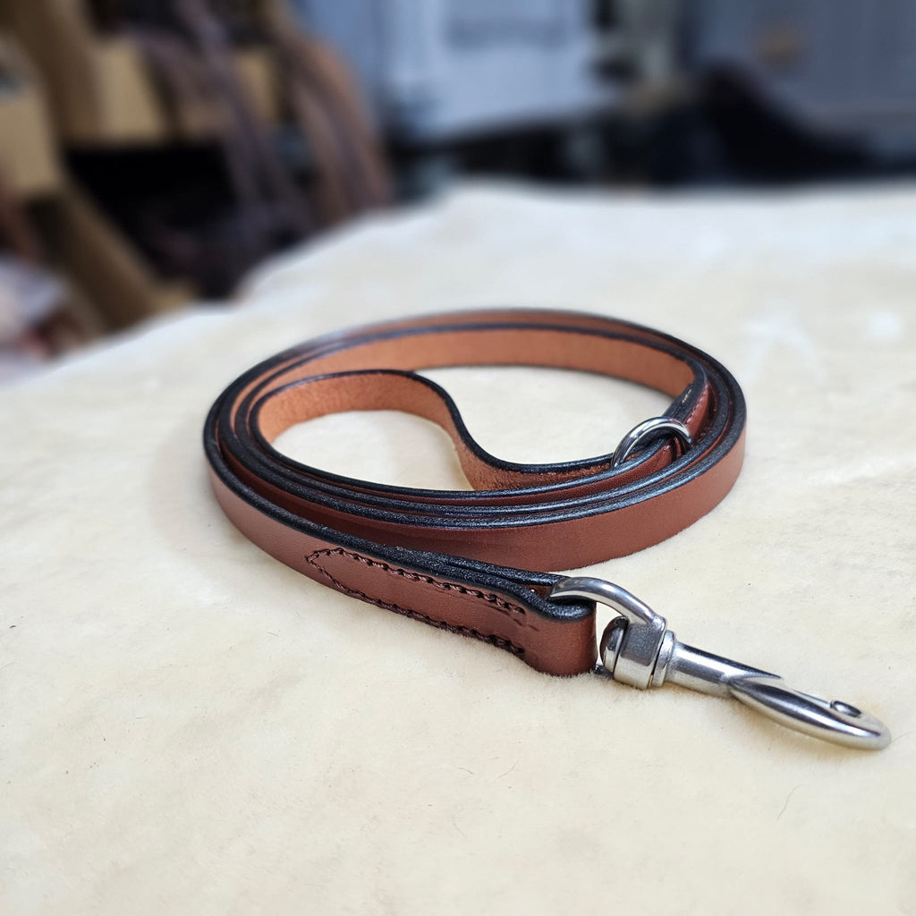 6ft Chestnut Brown Leather Lead with Black edges - PK9 Gear