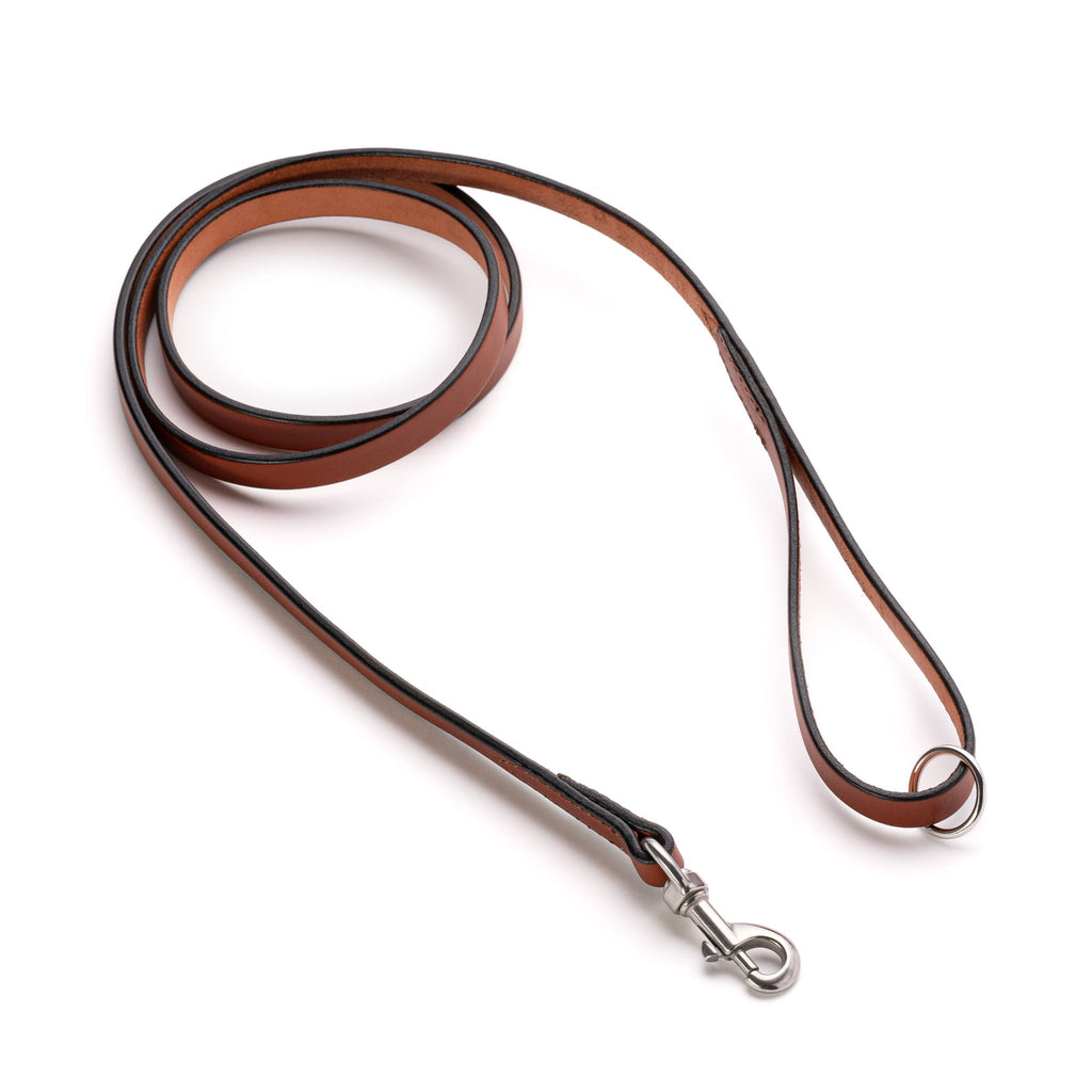 6ft Chestnut Brown Leather Lead with Black edges - PK9 Gear