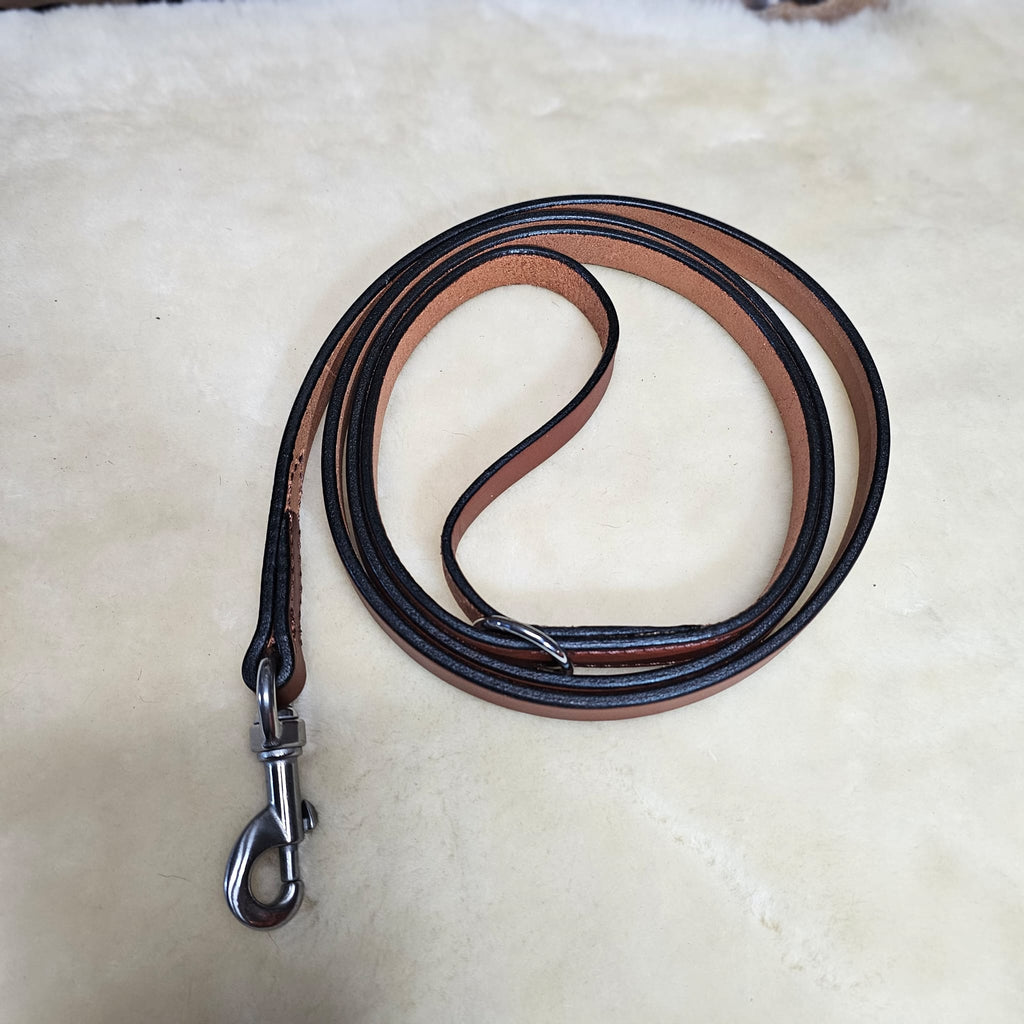 6ft Chestnut Brown Leather Lead with Black edges - PK9 Gear