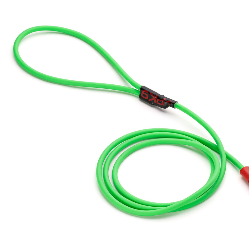Close-up of a PK9 Gear Biothane dog lead showing waterproof coated webbing