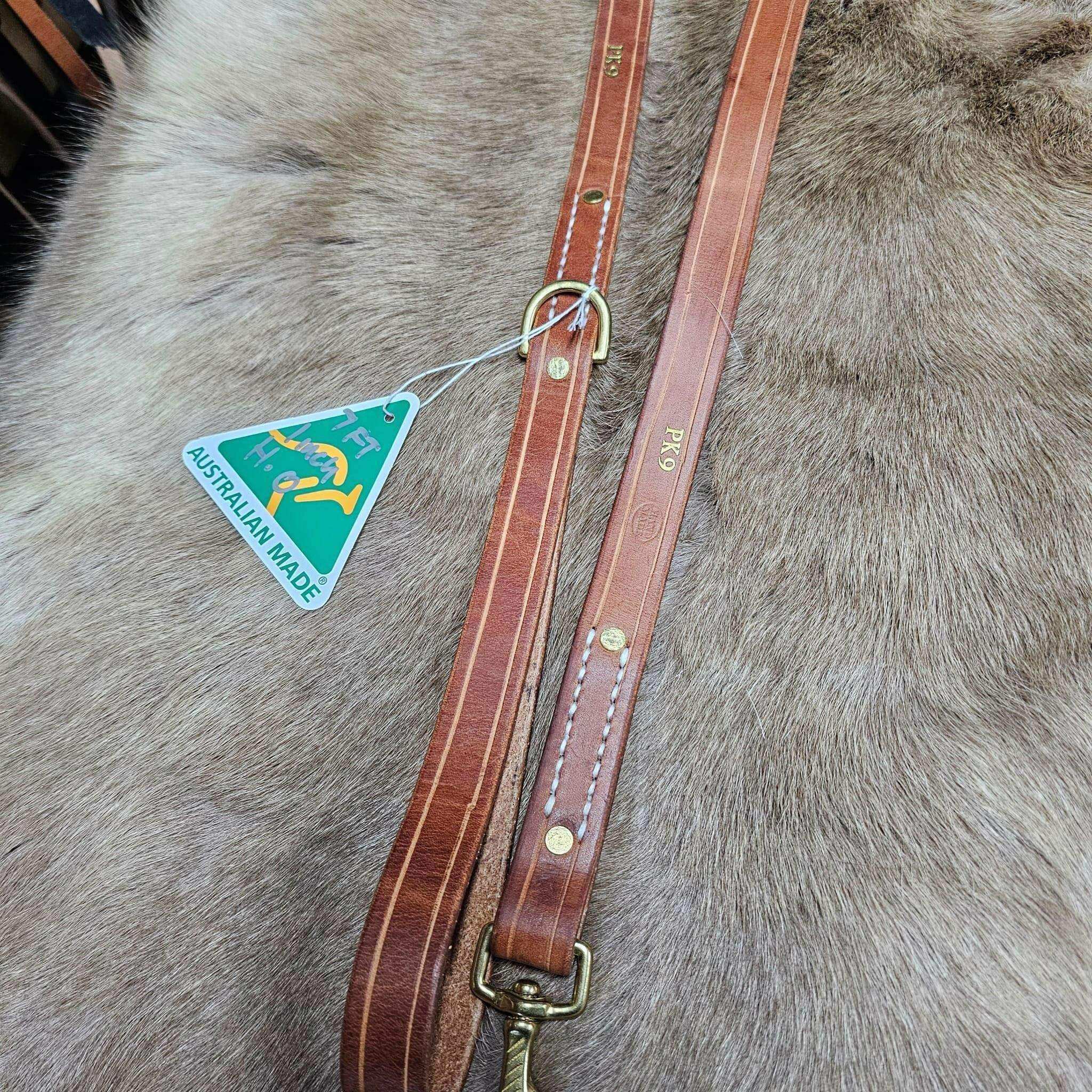 7ft Heavy Duty Leather Leash - Herman Oak Harness Leather - PK9 Gear