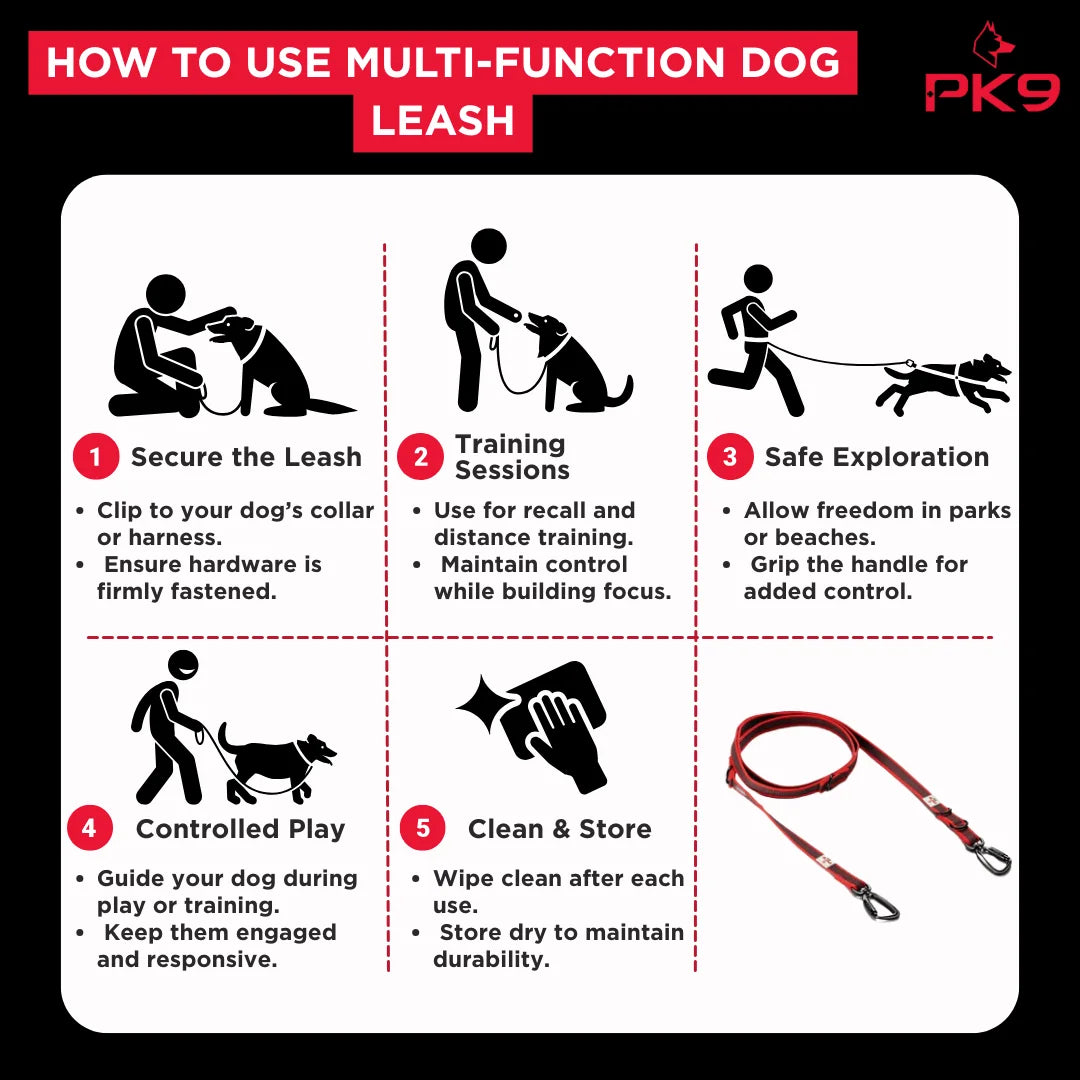 Multifunction Leash Multi Function Dog Leash – Super Grip, Tactical Clips