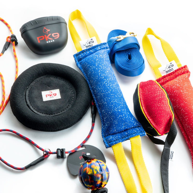 PK9 Gear product range - tug toys, training balls, leads, discs and more