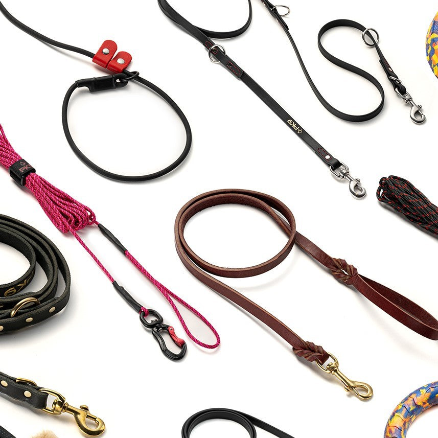 A selection of PK9 Gear dog leads and collars