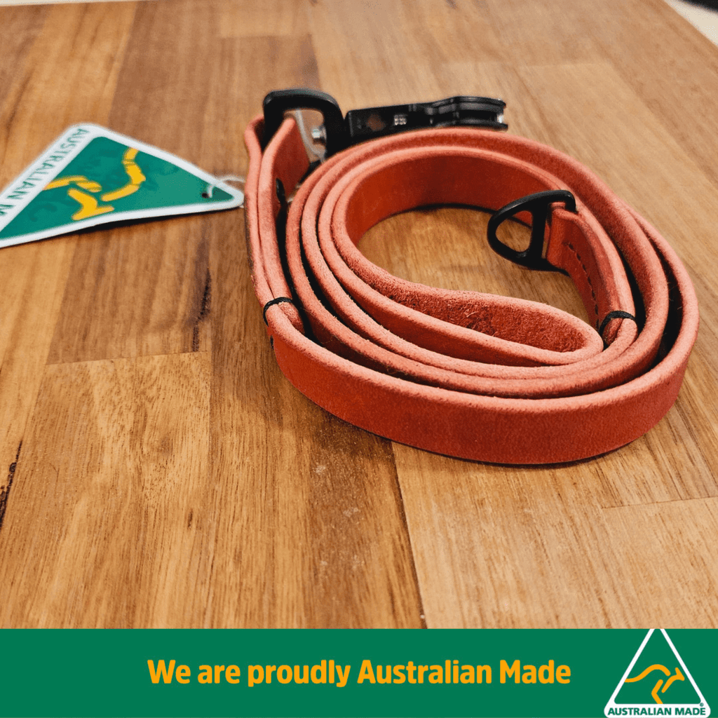 Aussie Red Hide Tactical Leather Leash – 4ft with Quick - Release Frog Clip - PK9 Gear