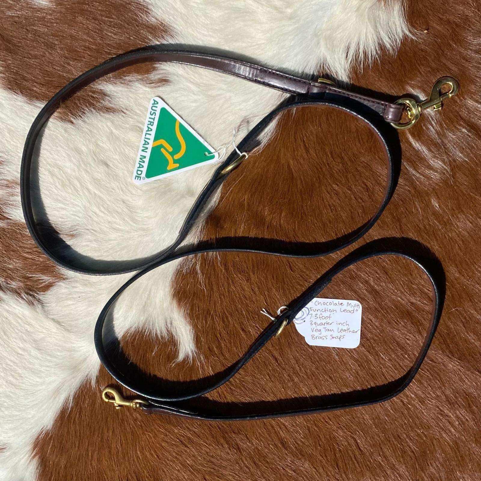 &quot;Chocolate Multi Function Lead&quot; - 7.4ft Leather - PK9 Gear