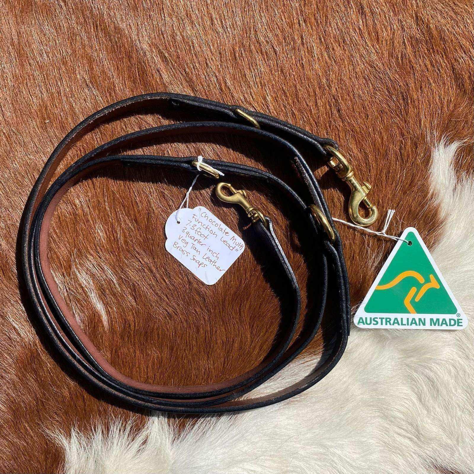 &quot;Chocolate Multi Function Lead&quot; - 7.4ft Leather - PK9 Gear