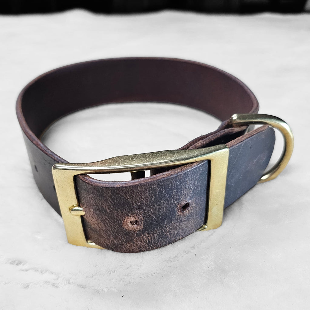 Heavy Duty Leather Collar in Horween Pull - Up Leather (1.5 - Inch Wide) - PK9 Gear