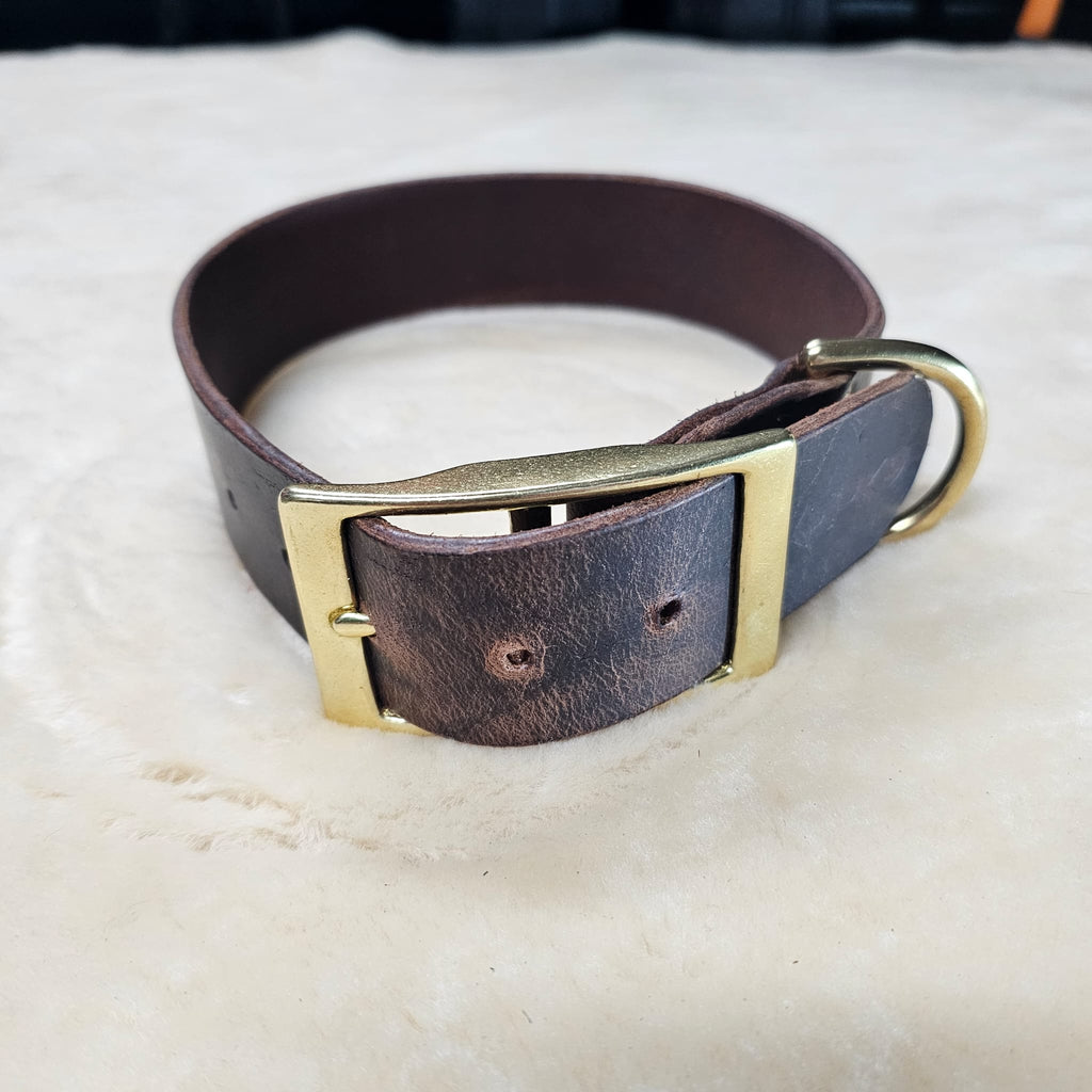 Heavy Duty Leather Collar in Horween Pull - Up Leather (1.5 - Inch Wide) - PK9 Gear