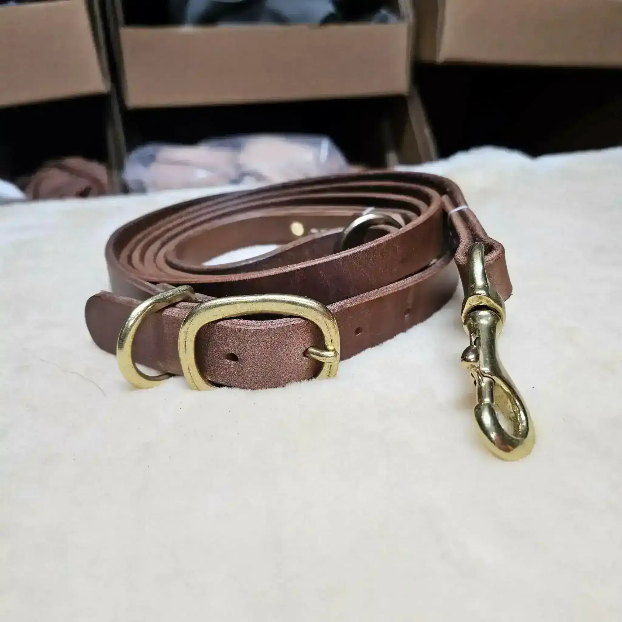 Matching Leather Lead And Collar - Hand Finished Siedel Veg Tan Leather - PK9 Gear