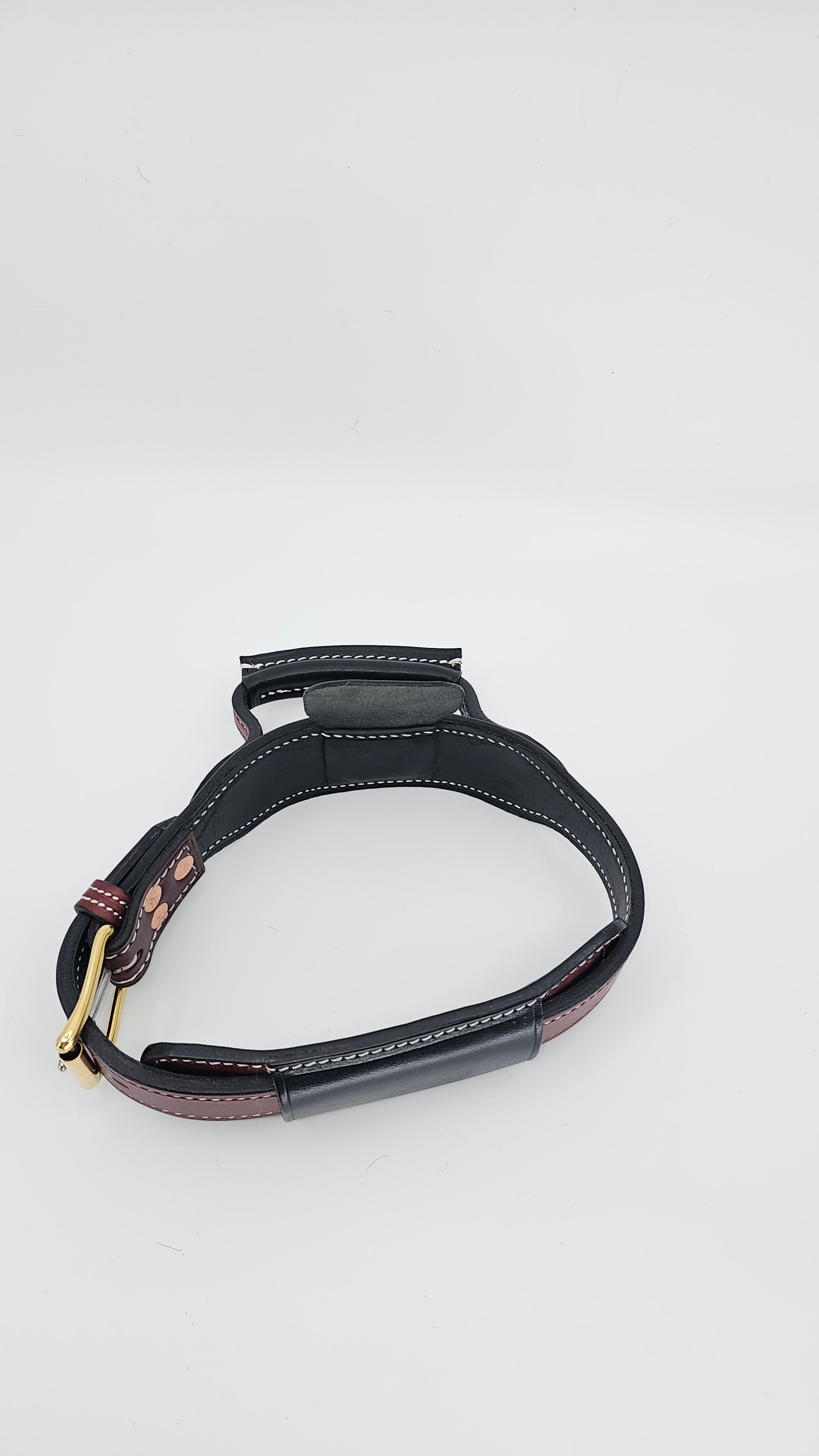 Inside view of the PK9 tactical leather collar showing the inner face, buckle and strap