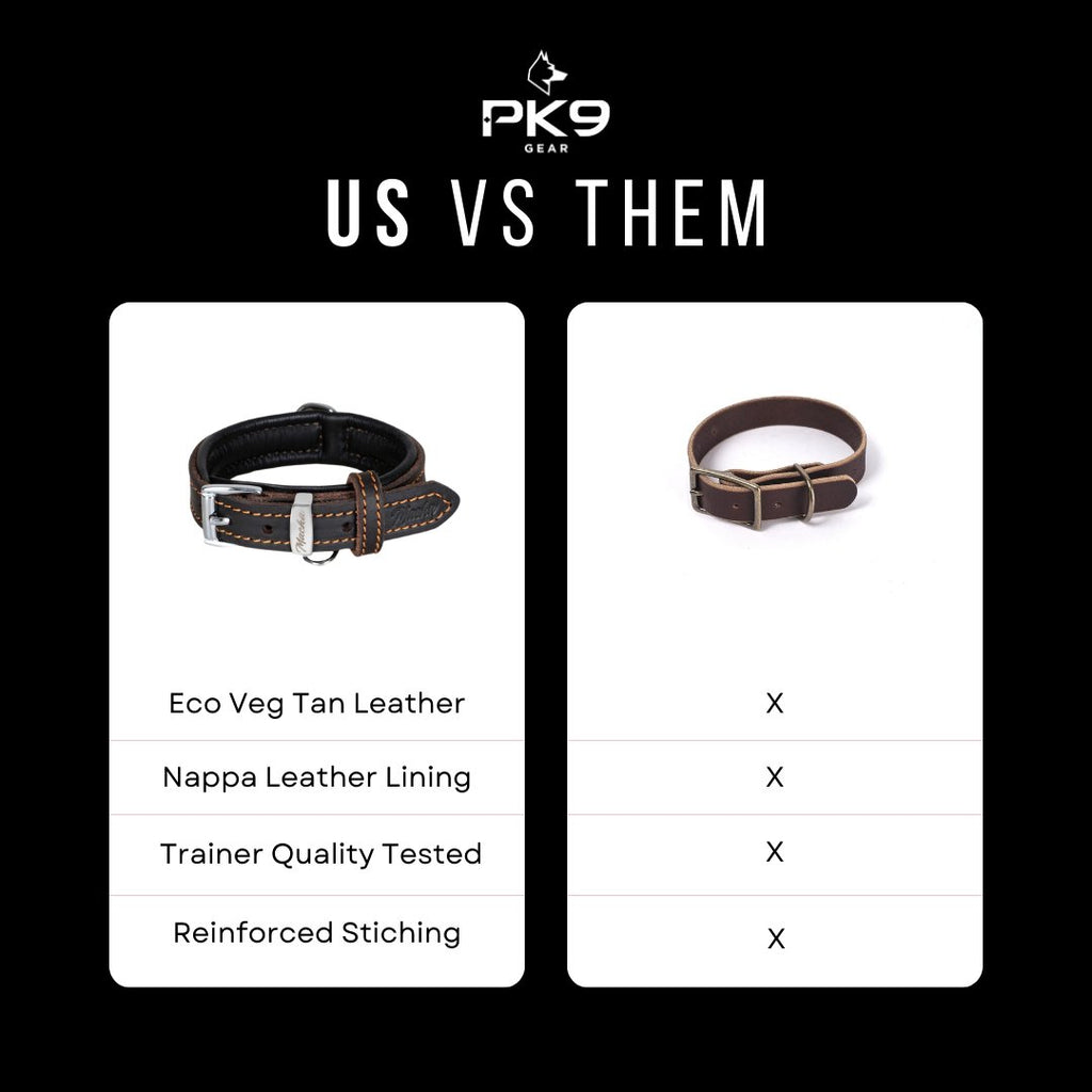 Premium Latigo Leather Dog Collar - PK9 Gear